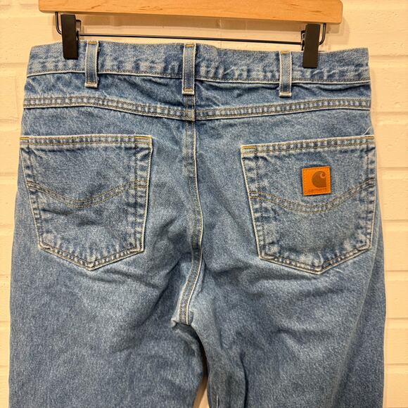 Carhartt Mens B17DST Relaxed Fit Heavyweight Tapered Jeans Blue 33x32 Workwear - Picture 4 of 15